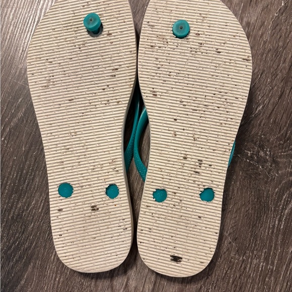 Havaianas Polka Dot Flip Flops in Teal and Navy Size 7/8 - Picture 3 of 3